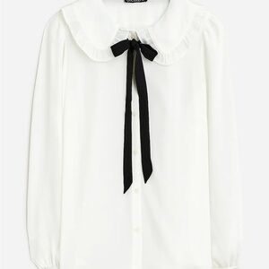 J. Crew Drapey ruffle collar button up shirt